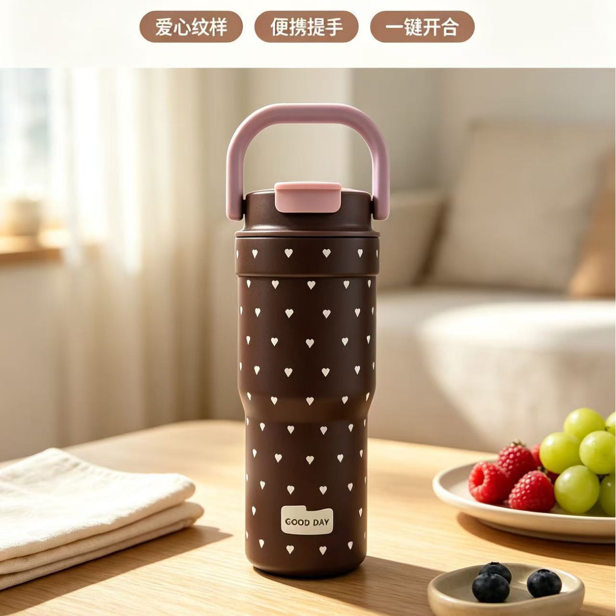 Cross-border 2026 New leopard print Insulated cup, high appearance level, large capacity straw ice cup, double drinking cup pic 6