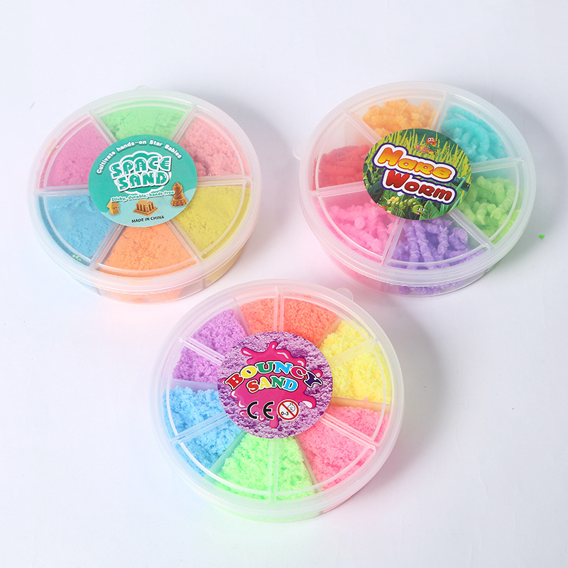 跨境儿童太空沙玩具组合圆6色杯太空沙四季雪灵动毛毛虫组合套装详情4