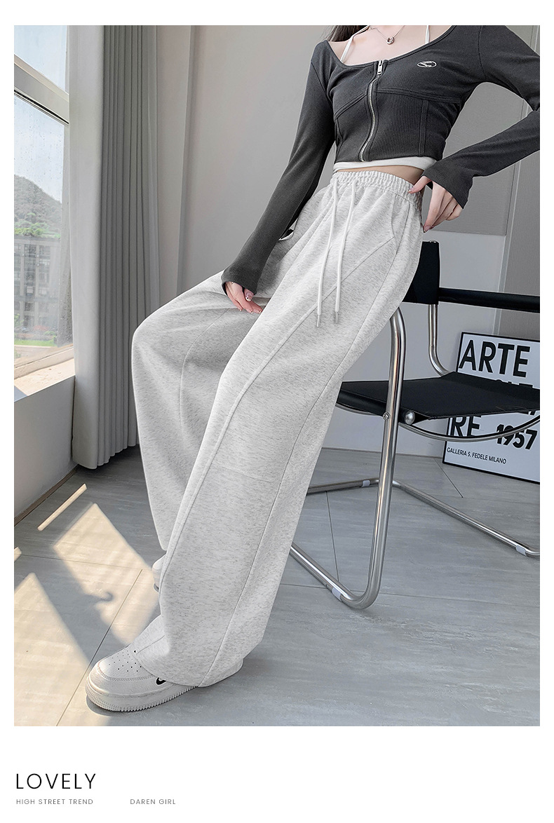 美式弯刀阔腿裤女春秋2025新款高腰宽松直筒运动休闲香蕉卫裤详情27