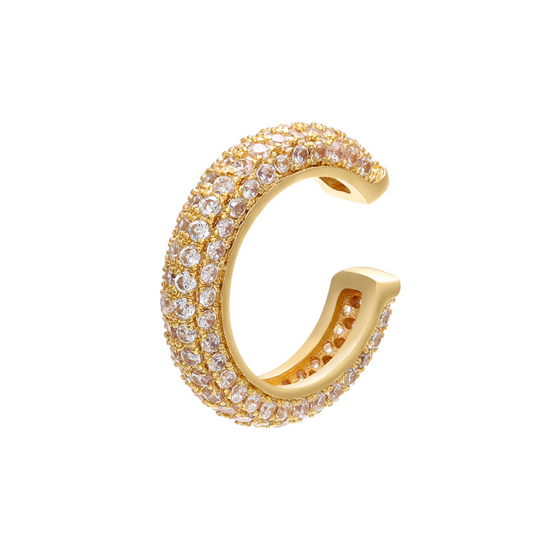 Beaded buckle jewelry, micro-inlaid color diamond ear bone clip, color zirconium simple style ear clip earrings, copper 18K gold-plated VE131 pic 16