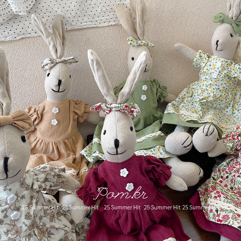 新款韩系碎花裙兔兔玩偶手工布艺长耳兔摆件礼物儿童安抚玩具饰品详情6