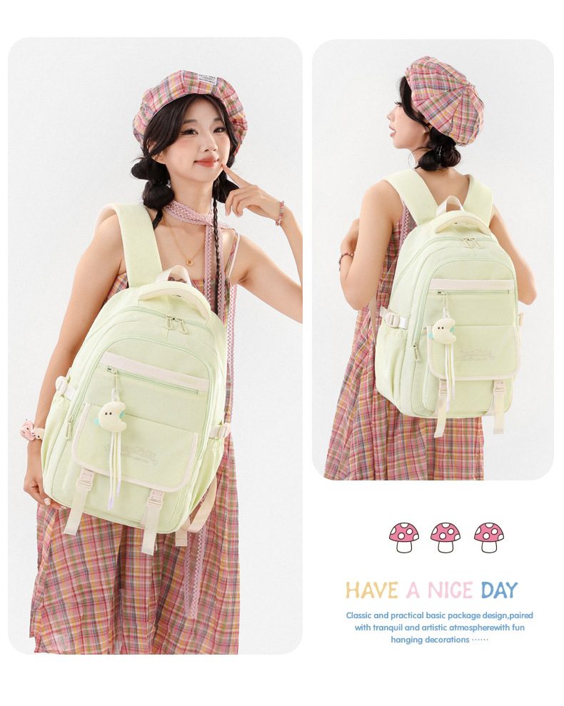 New high-appearance-level weight reduction and spine protection schoolbag for girls, junior high school students, large-capacity ultra-light campus backpack for teenagers pic 23