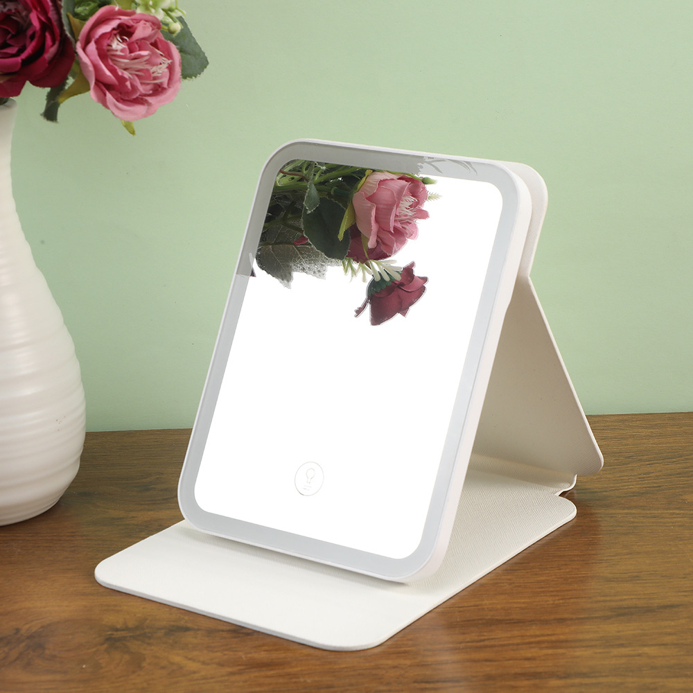 2025春季新款可折叠智控带灯梳妆镜可充电简约化妆镜宿舍美容镜女详情3