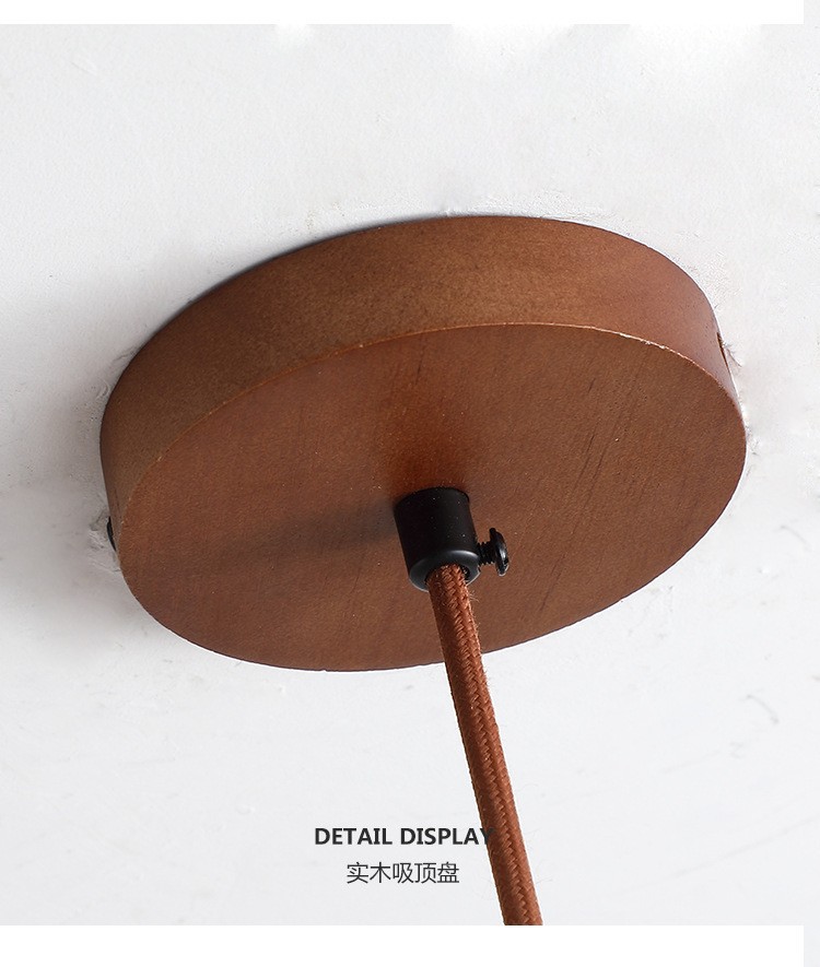 复古侘寂风天然黄洞石小吊灯民宿卧室床头灯餐厅吧台实木圆球灯具详情13