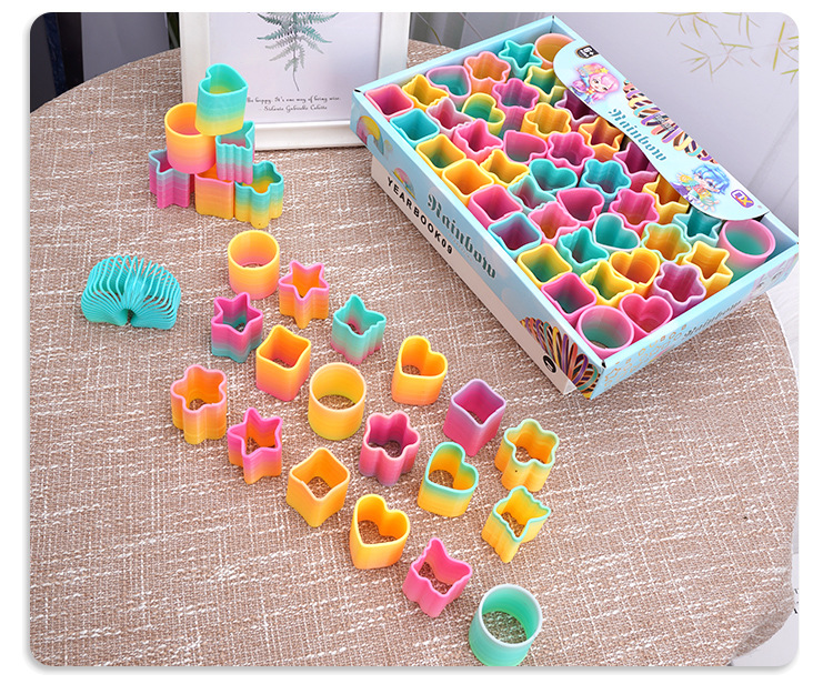 A box of 48 small, irregular-shaped rainbow rings, polygonal hula hoops, street stall toys, QR code gifts, wholesale supply pic 13