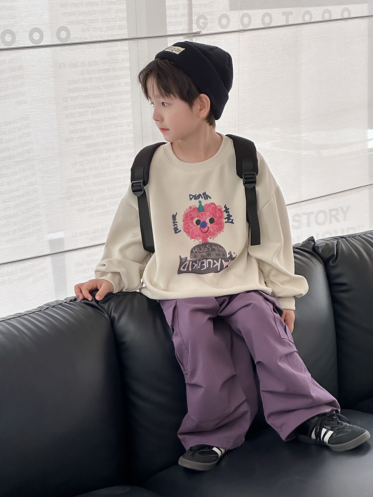 艾摩贝贝中小大儿童宽松可爱卡通卫衣男女童2025春圆领BOBO上衣潮详情18