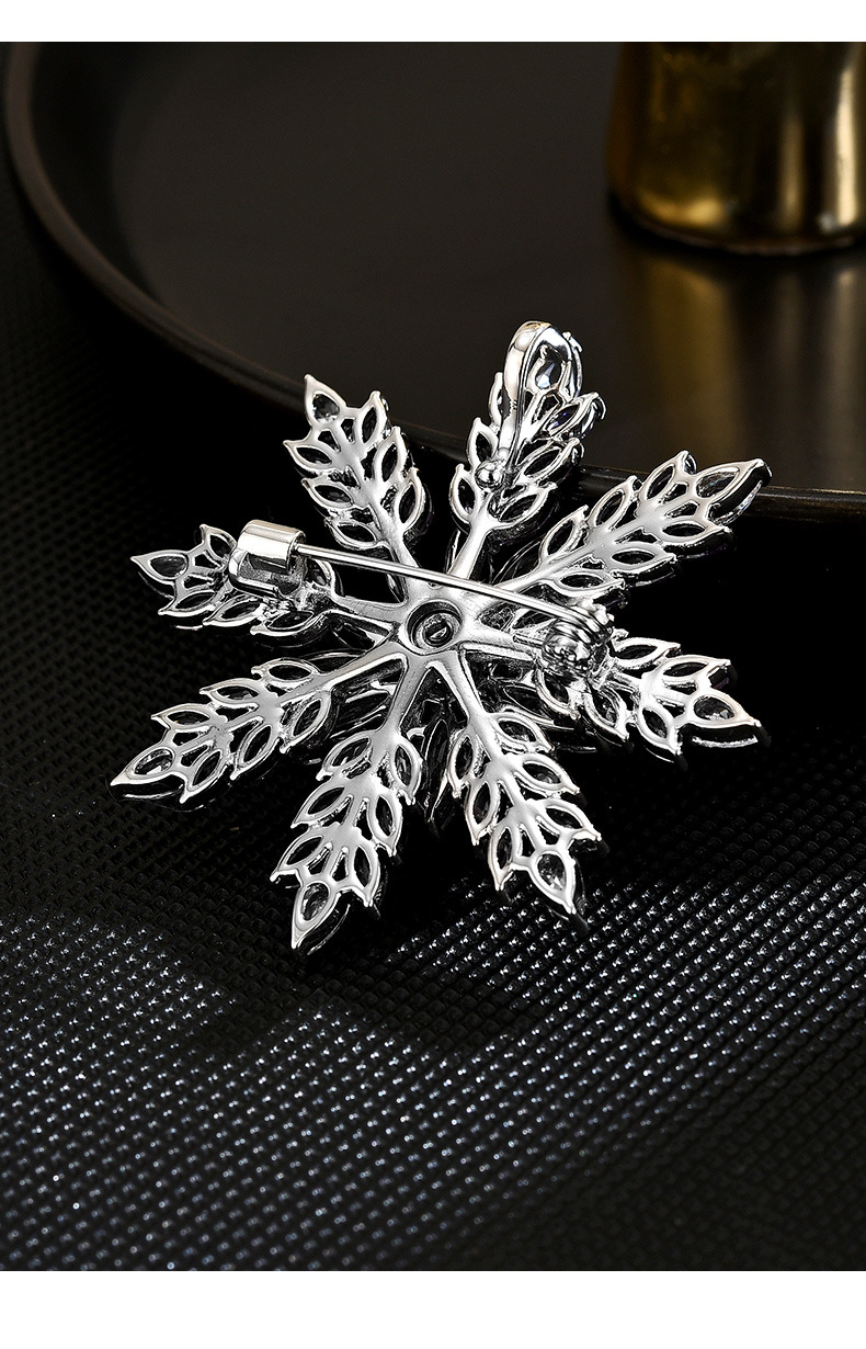 新款创意可旋转清新雪花胸针高级感时尚个性超闪锆石花朵胸花饰品详情17