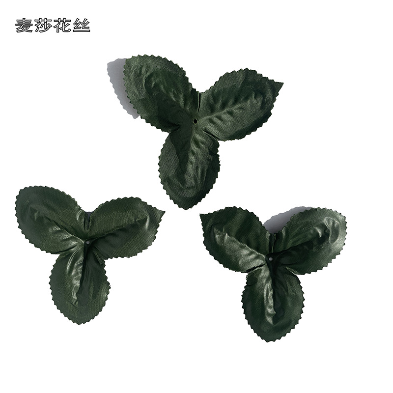 Green simulated triangular leaves, diy silk fabric artificial flower leaves, silk screen flower material accessories, simulated flower leaves and flowers pic 10