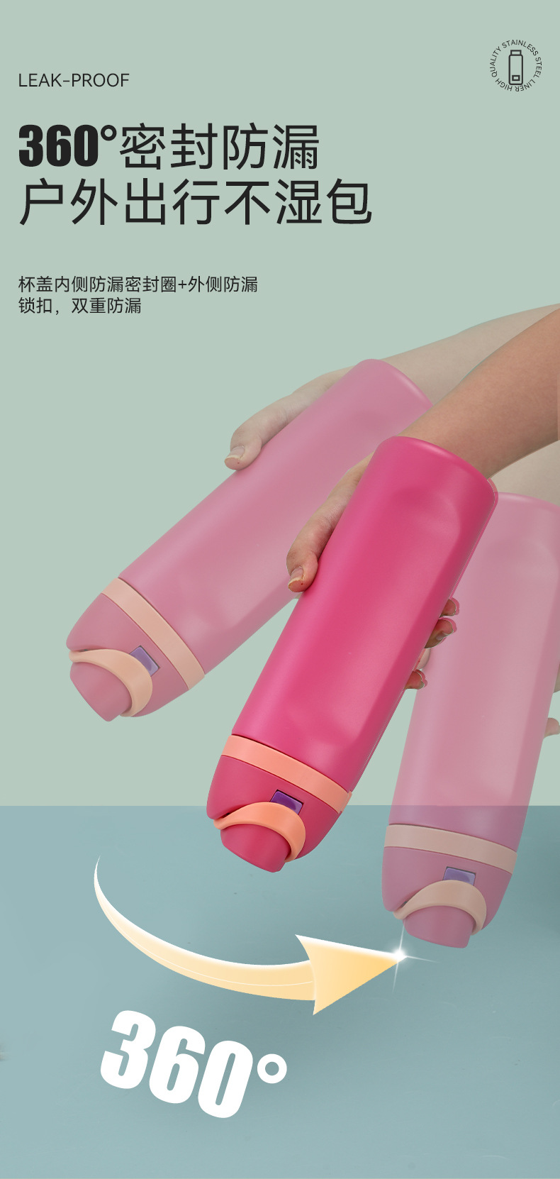 新款户外真空提手弹跳杯304不锈钢保温杯简约水果杯运动双饮杯详情7