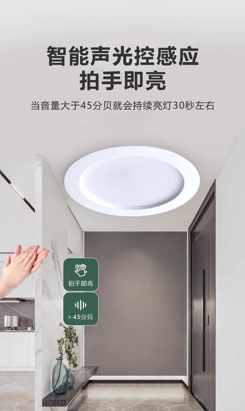 Radar sensor downlights, human body sensor ceiling lights, hotel corridors, stairwells, passageways, ceiling sensor downlights integrated pic 8