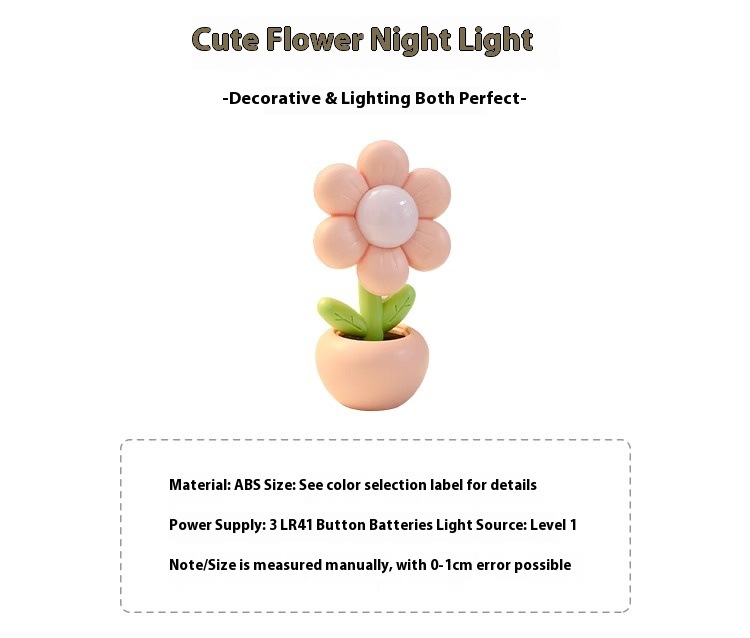 跨境小夜灯迷你小花床头创意不插电氛围灯礼物台灯可爱床头摆件详情4