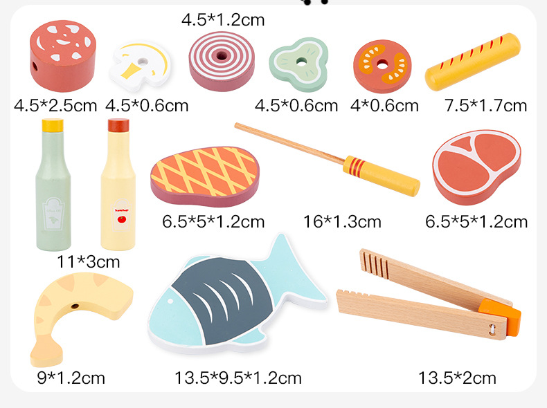 木制BBQ烧烤架2-3-5-6岁男孩女孩过家家仿真烧烤儿童厨房木质玩具详情63