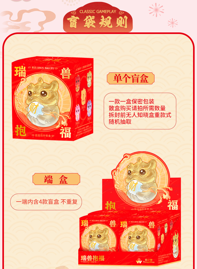 Wholesale of auspicious beast blessing energy pendant blind box, cartoon cute lion dance backpack decoration accessories, car and vehicle pendant pic 11