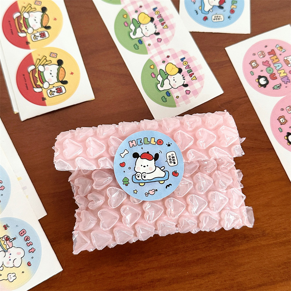 原创卡通小狗圆形不干胶防水贴纸出卡礼物封口贴打包快递素材贴纸详情48