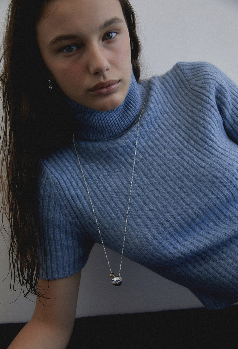 ins小众设计金银撞色小珠子项链女铜镀18k金冷淡风简约休闲毛衣链详情1