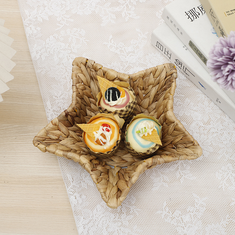 Multi-functional solid wood fruit box, Vietnamese snack decoration fruit plate, plastic electroplated acrylic printed soup plate, 8-inch tableware set pic 3