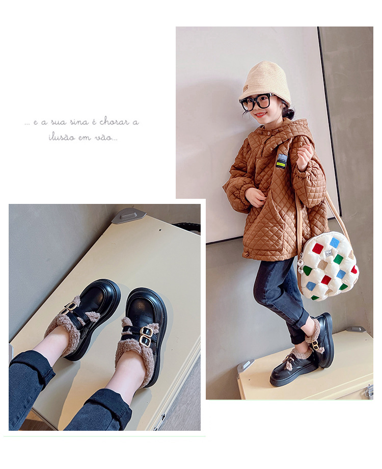 女童棉鞋加绒英伦风公主鞋2024秋冬新款保暖加厚软底小女孩豆豆鞋详情6