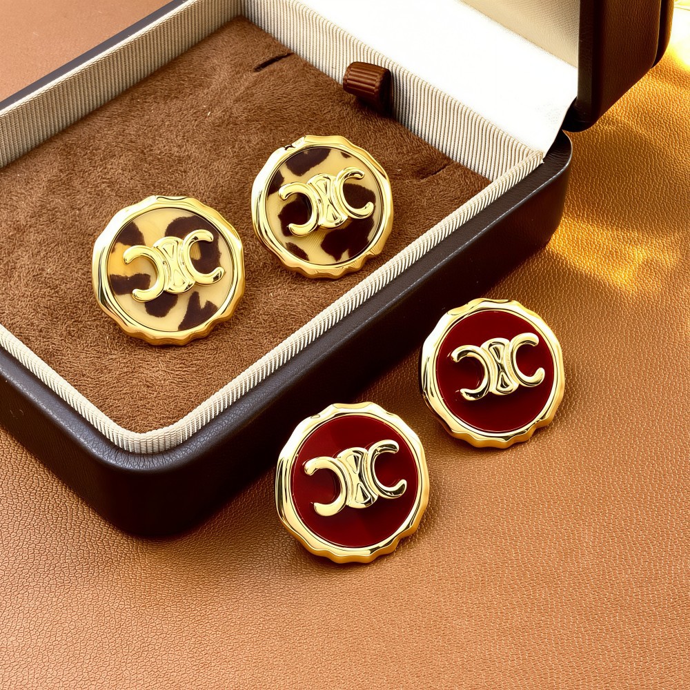 High-end metal button arc de Triomphe stud earrings, retro-style round earrings, versatile commuting accessories wholesale supply pic 3