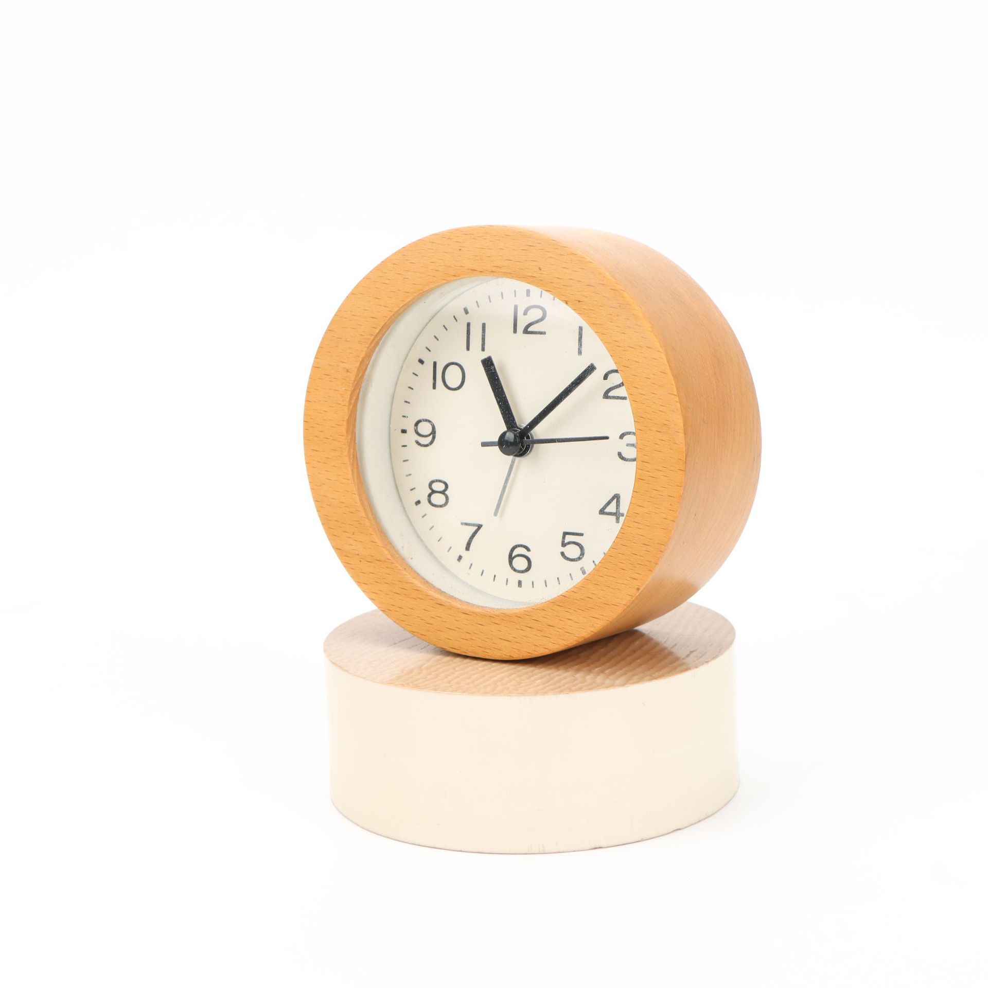简约实木闹钟原木时钟创意夜光起床神器学生贪睡懒人多功能详情6