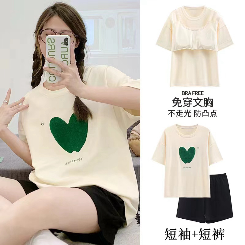 带胸垫睡衣女夏季短袖可外穿家居服两件套装2024新款夏天卡通大码详情10