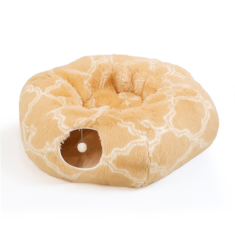 源头工厂冬季猫隧道长毛绒猫窝保暖宠物窝可折叠猫通亚马逊爆款详情12