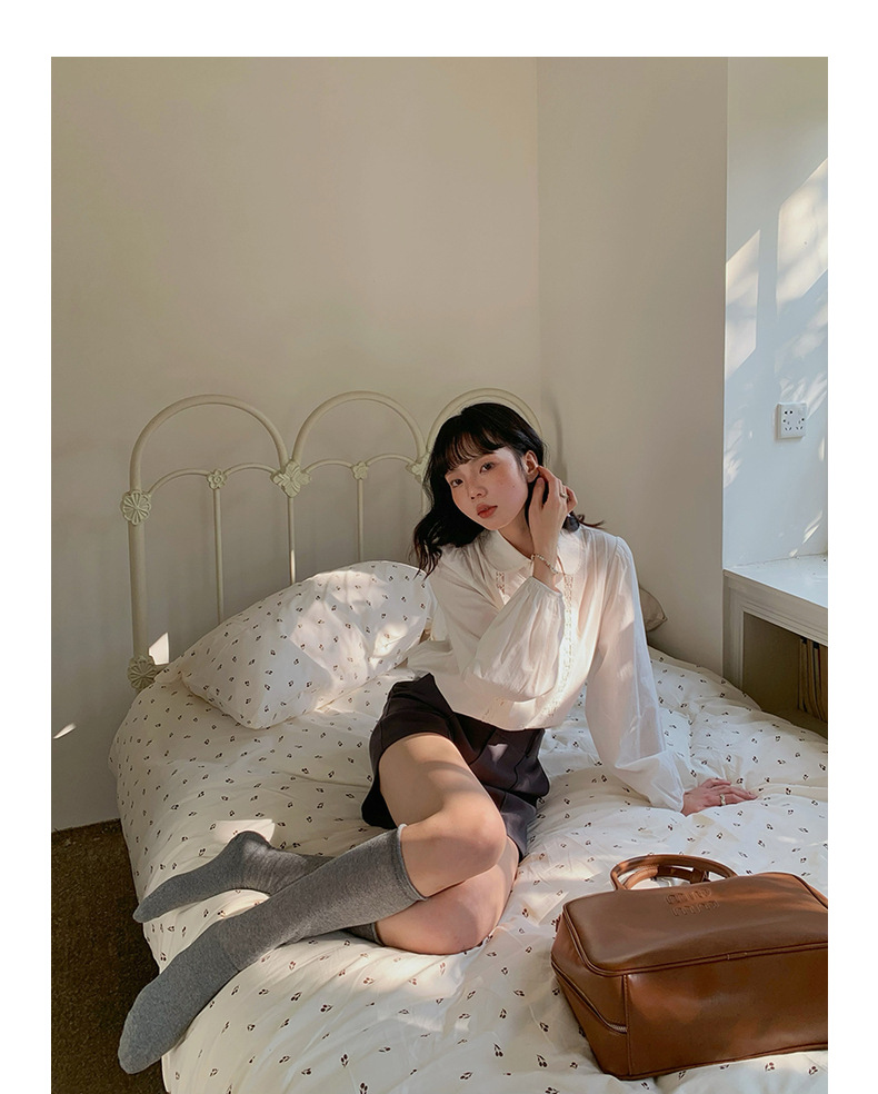 【候麦的春天】歌铭法式娃娃领衬衫春季新款复古蕾丝上衣女Y1122F详情41
