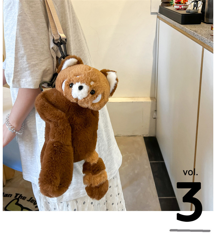 Little Panda Papa Bag Plush toy crossbody Bag 2024 New style personalized backpack for Girls, Cute and soft backpack pic 14