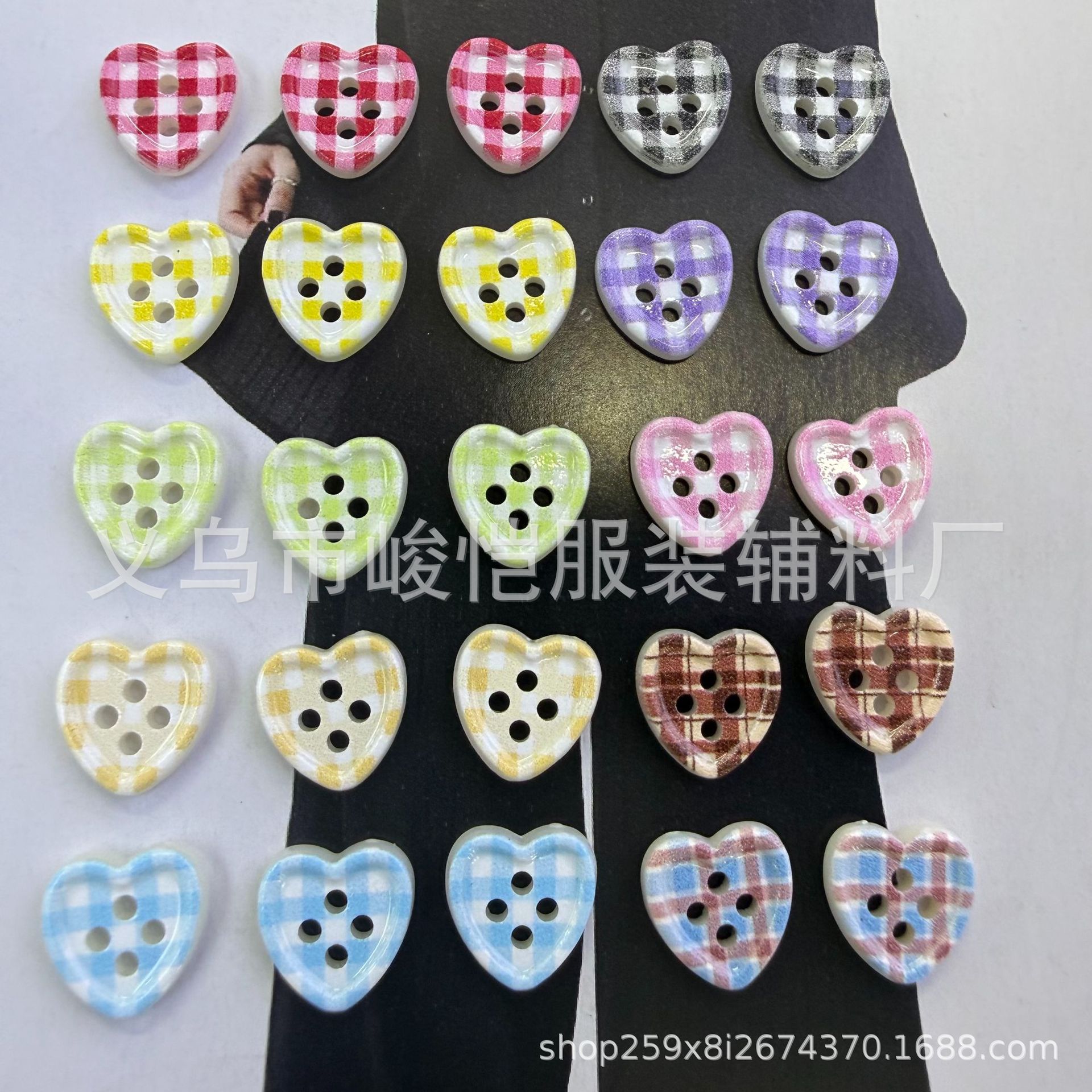 New summer ice-transparent checkered heart button diy handcrafted material clothing accessory button with four eyes pic 16