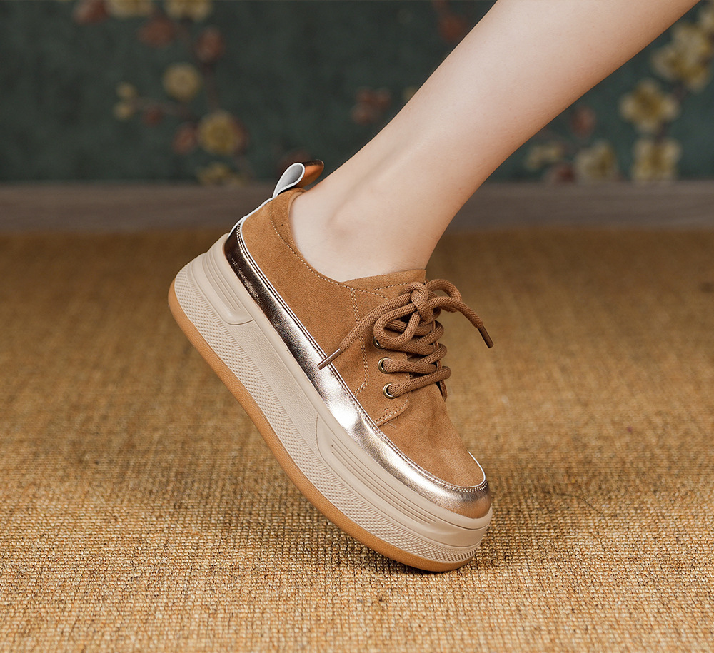 厚底增高休闲鞋女2025春夏季新款单鞋女平底复古百搭板鞋详情6