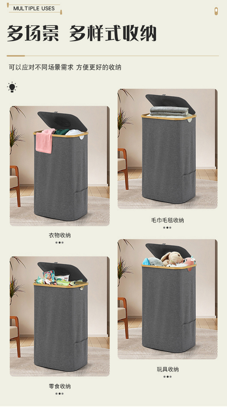 跨境饮料瓶可乐罐收纳筐带盖可折叠脏衣篓洗衣篮美式脏衣篮脏衣桶详情2