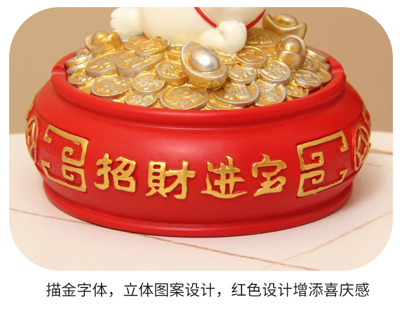 树脂摆件创意带盖客厅轻奢感带盖防飞灰大号烟灰缸高端装饰品摆件 pic 18