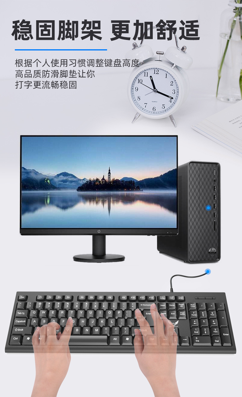 Factory stock 618 wired keyboard, splash-proof chocolate keycaps, lightweight membrane keyboard, usb office keyboard pic 5