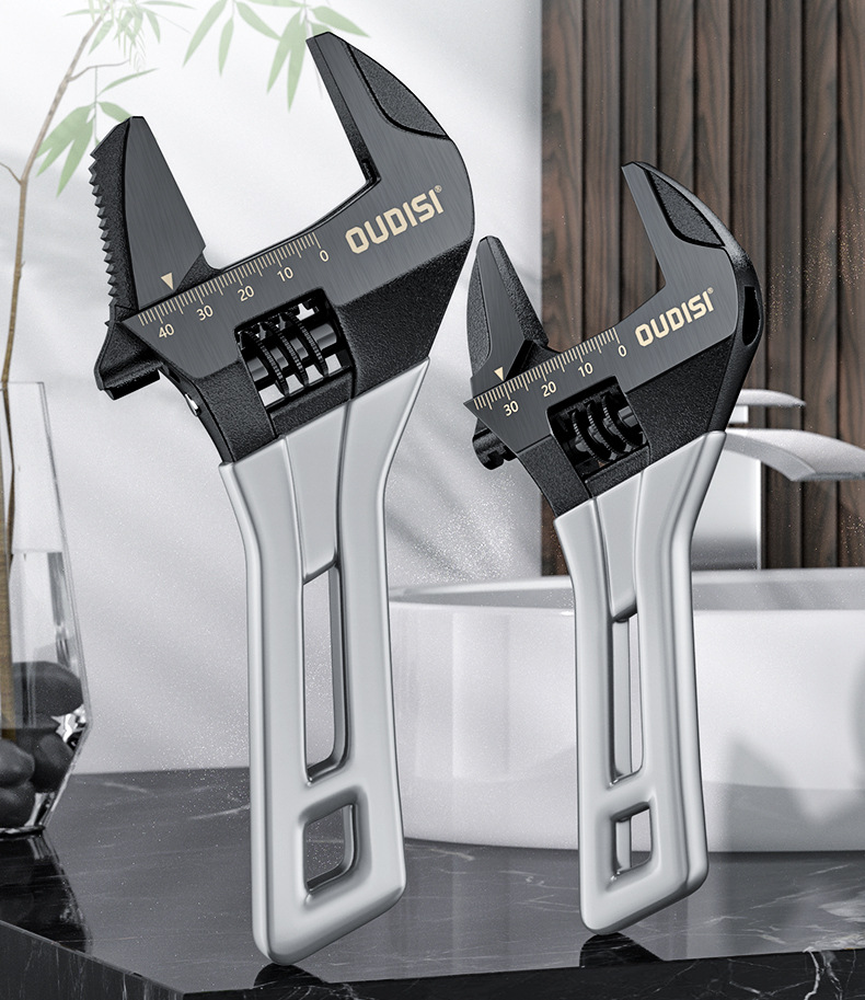 Otis short-handle multi-functional adjustable wrench, kitchen and bathroom disassembly and assembly high-torque bathroom short-handle adjustable wrench pic 3