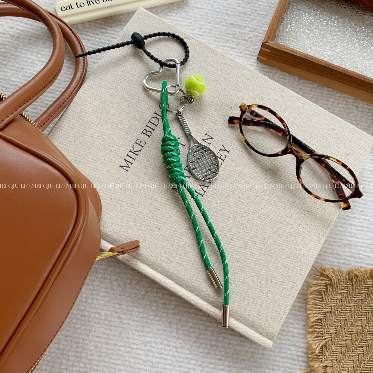 This is the same style baseball bag woven rope pendant as the Instagram blogger, featuring a high-end MIU series bag hanging rope and keychain decoration pic 27