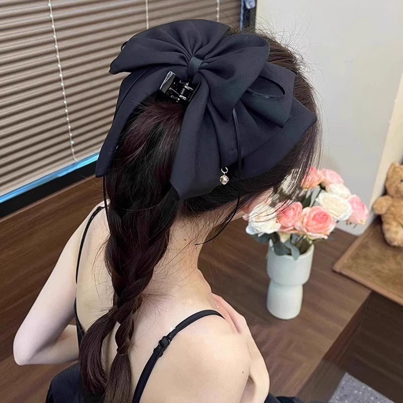 法式缎面蝴蝶结花苞抓夹女后脑勺蓬松显发量马尾夹高级感气质发夹详情35