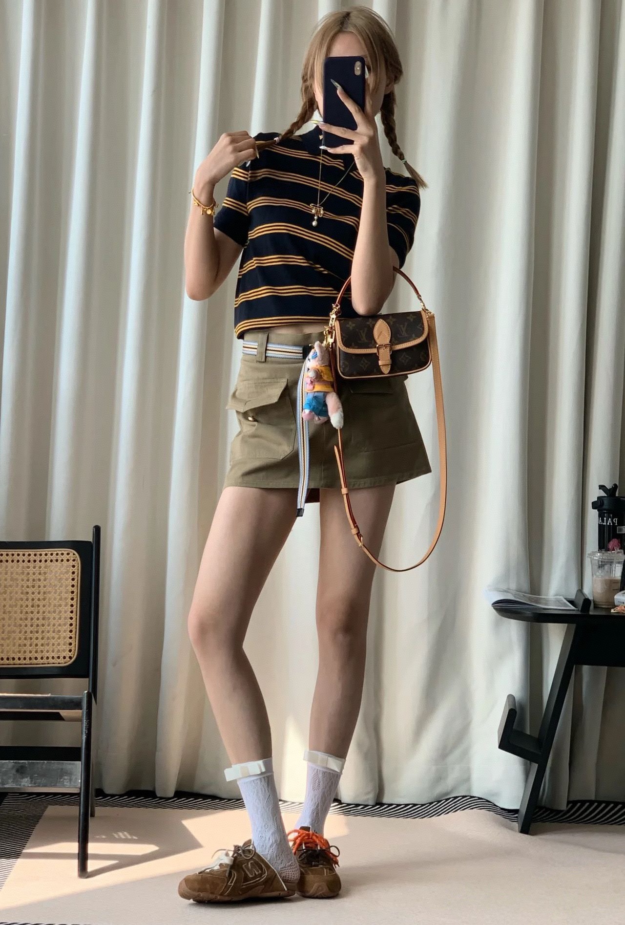 miu系真丝羊毛夏季polo领T恤减龄新款针织衫撞色条纹复古学院风详情14