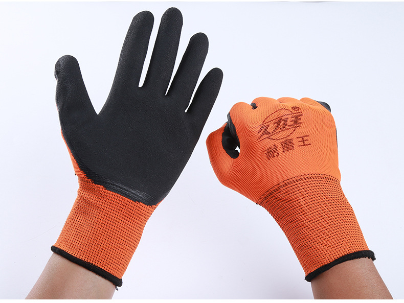 Labor protection gloves, wear-resistant embossed, breathable, foaming king, wear-resistant, anti-slip, soft, breathable, wholesale rubber impregnated for construction site work pic 14