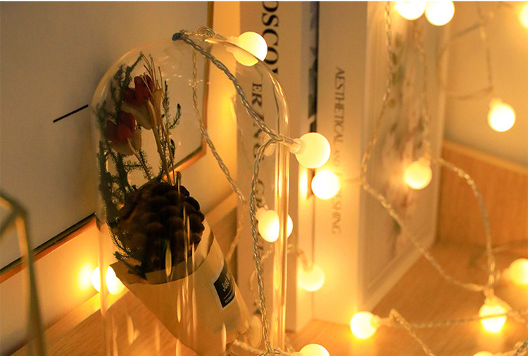 White frosted round ball light strings, outdoor camping light strings, wedding decoration small colorful lights, atmosphere lights for courtyard decoration pic 2