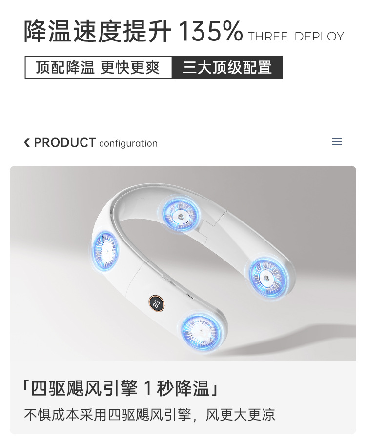 季想新款懒人挂脖风扇 静音户外运动USB迷你电风扇 无叶挂脖电风扇 跨境专供 小巧便携冷风随行详情6