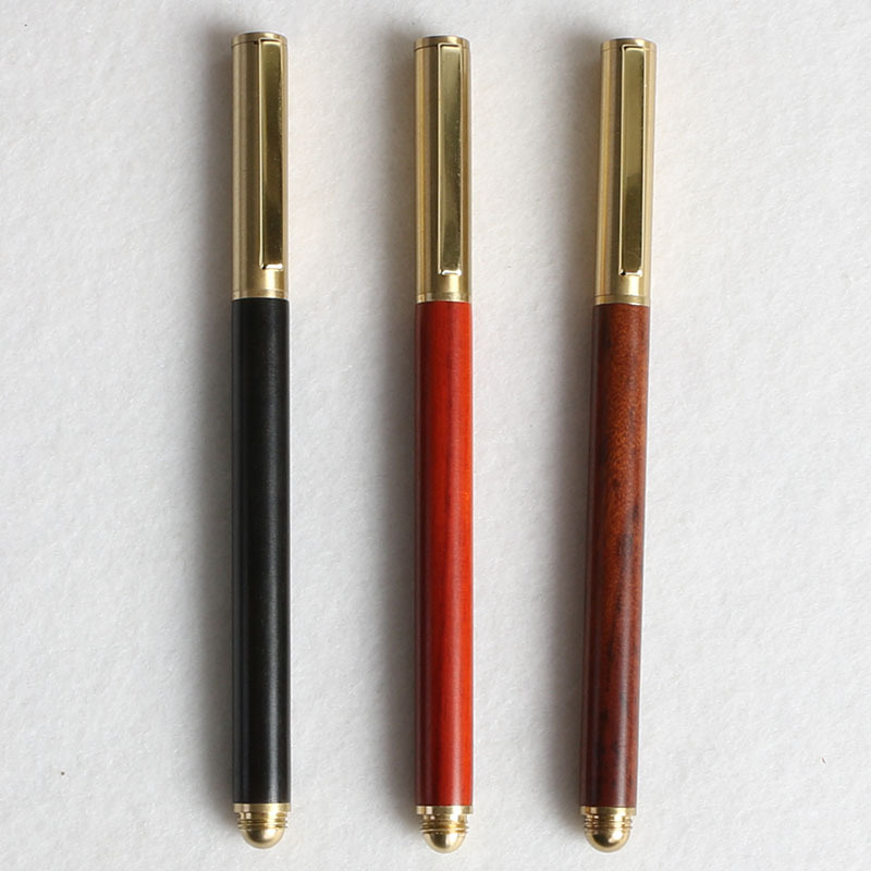 Wooden business pearl signature pen, brass solid wood pen clip, gel pen, LOGO printed, laser customized signature pen pic 34
