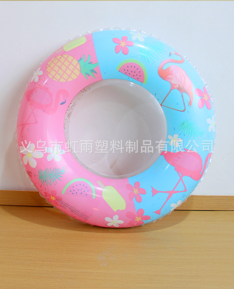 虹雨充气火烈鸟亮片泳圈儿童卡通腋下圈批发加厚亮片游泳圈网红款详情6