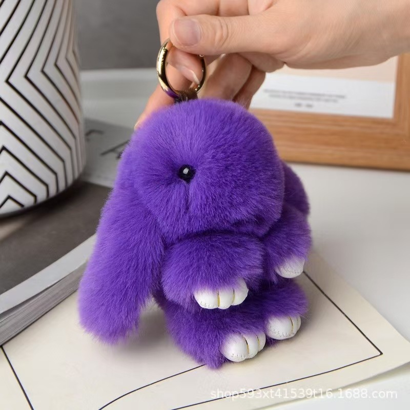 仿獭兔毛绒小兔子挂件装死兔钥匙扣挂件包包毛绒挂饰各类挂件娃娃详情10