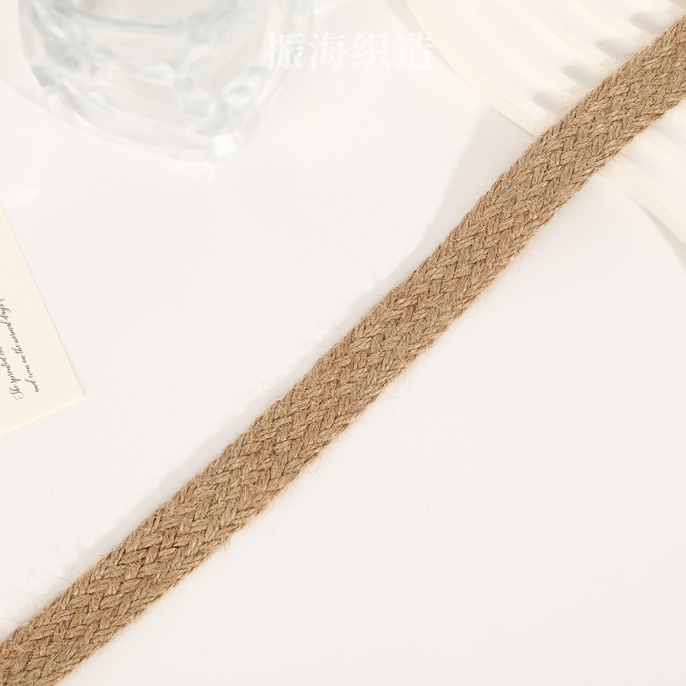 扁宽编织麻绳子布带条绑带宽布条包边布料织带辅料百搭布艺人字纹详情3