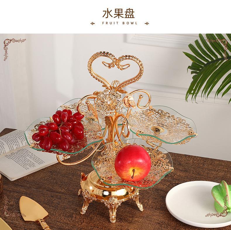 欧式玻璃水果盘创意客厅糖果盆双层三层四层茶几家用酒店KTV摆件详情3