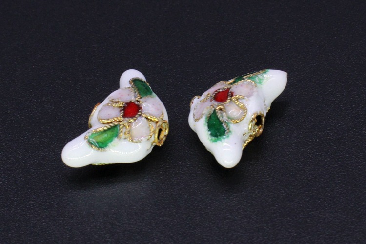 Traditional high-temperature cloisonne enamel floral silver-blue DIY jewelry accessories with beads and cloisonne 15*8 small ingots pic 9