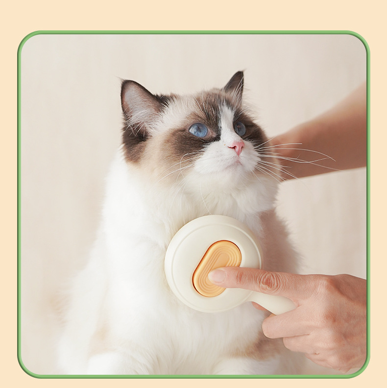 Best-selling pet cat comb, stainless steel needle, massage and cleaning needle comb, dog hair removal brush, one-click self-cleaning function brush pic 12
