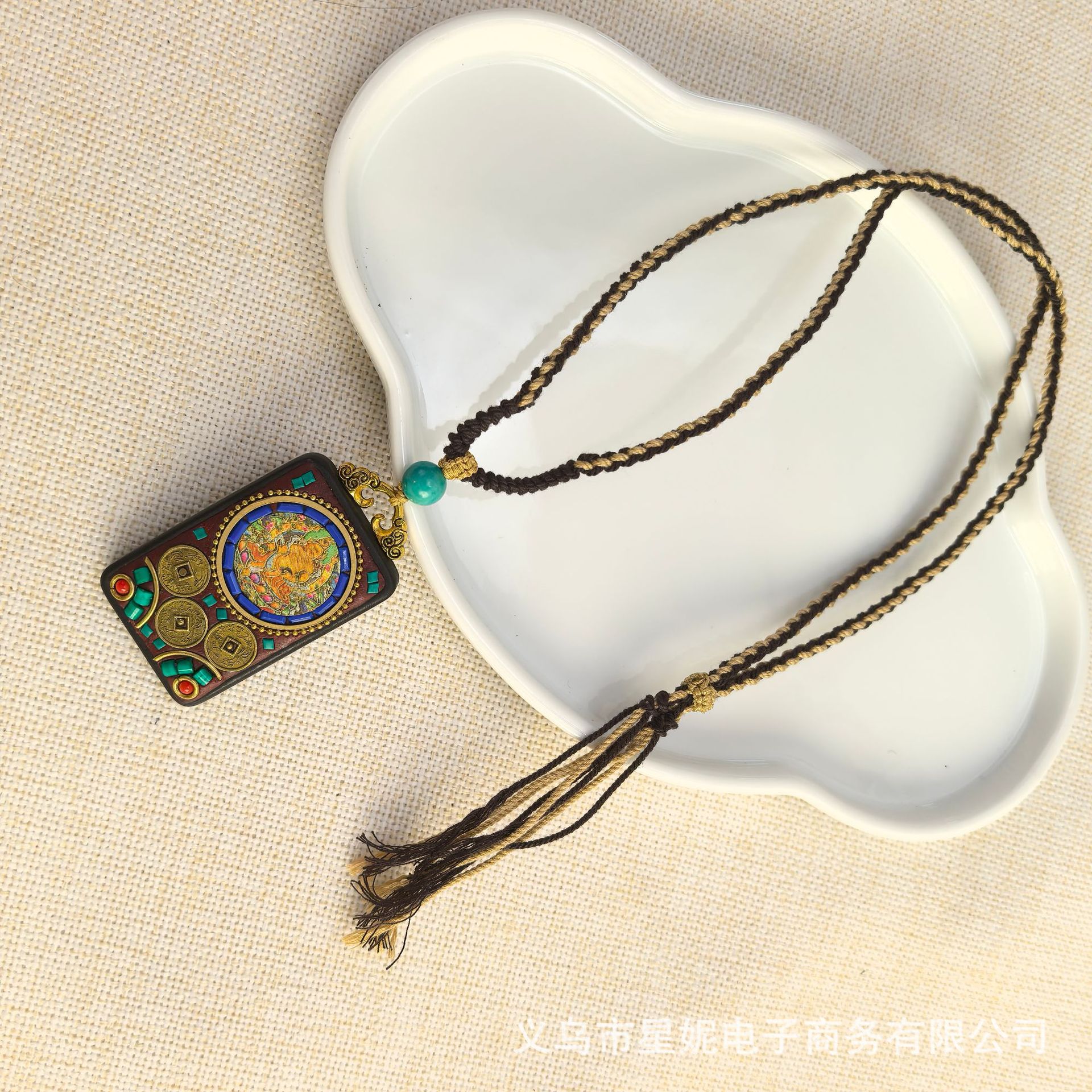 Nepalese Thangka pendant for men, green Tara Manjusri Bodhisattva, esandalwood Buddha amulet, retro necklace, sweater chain pendant for women pic 46