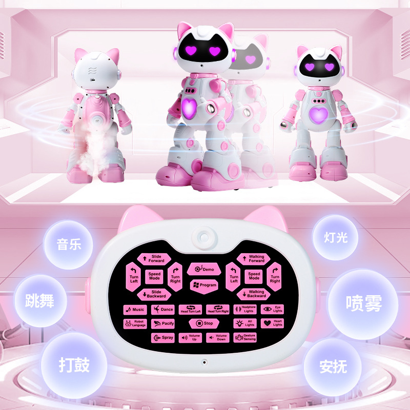 F10遥控智能感应喷雾机器猫唱歌跳舞讲故事电动编程特技机器人详情33