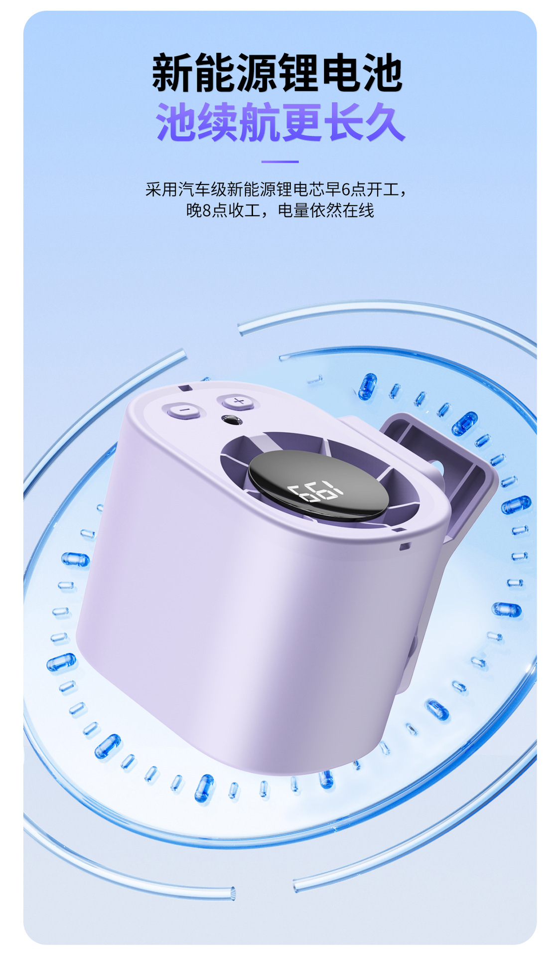 新款便携多功能大风力户外高速暴力小风扇桌面夹子长续航挂腰风扇详情11