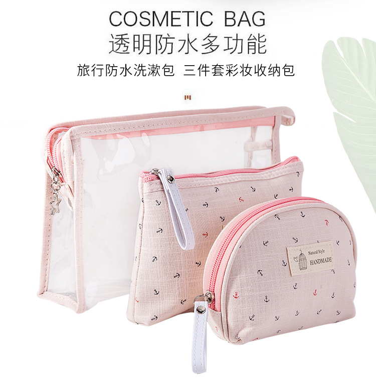 Nuevo barco bolsa de anclaje bolsa de maquillaje transparente para mujer set de viaje bolsa de tocador a prueba de agua conjunto de tres piezas bolsa de almacenamiento de maquillaje pic 2